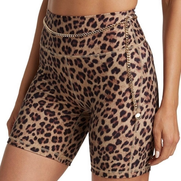 WeWoreWhat Cheetah LeopardPrint Gold Chain Bike Shorts Animal print XL